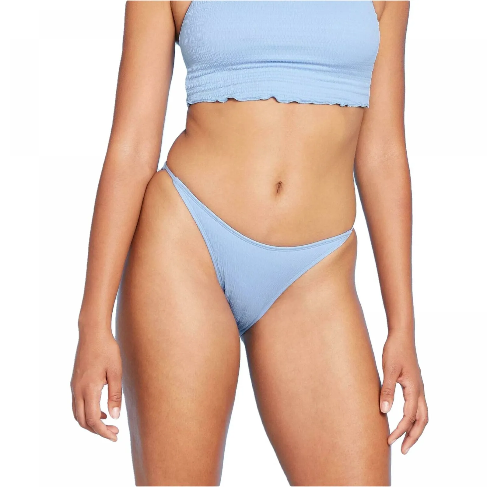 Xhilaration Women's Textured High Leg Scoop Bikini Bottom