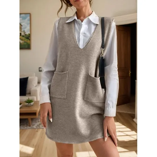 'Xylia' Sleeveless V Neck Sweater Dress