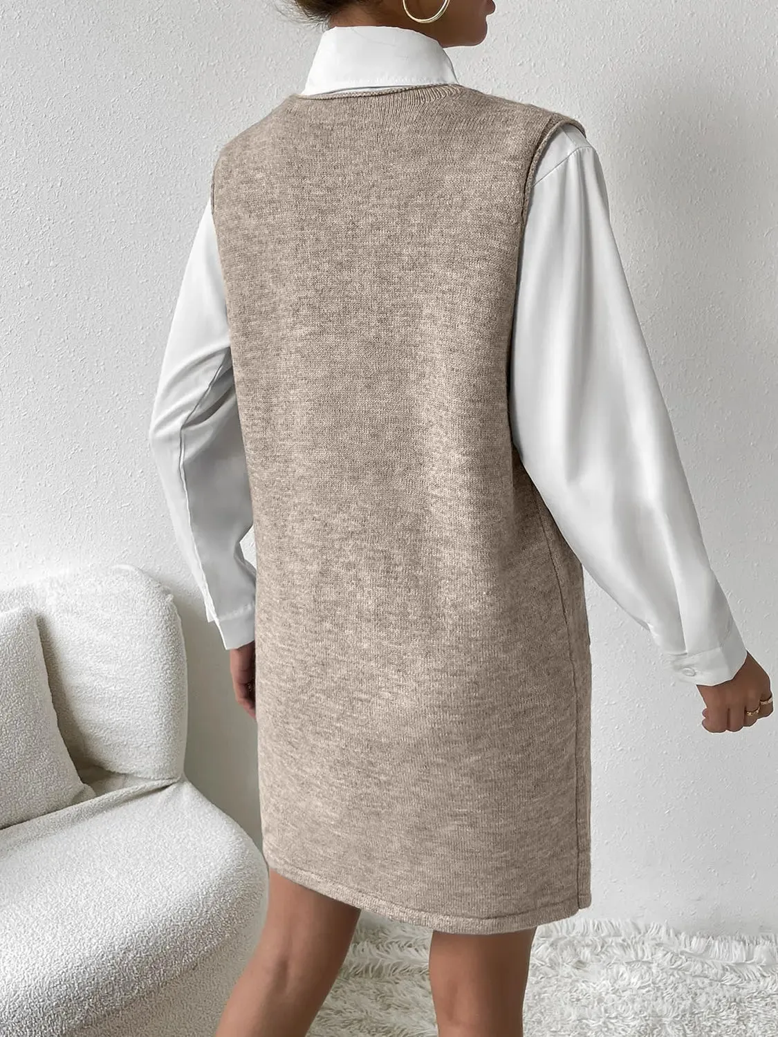 'Xylia' Sleeveless V Neck Sweater Dress