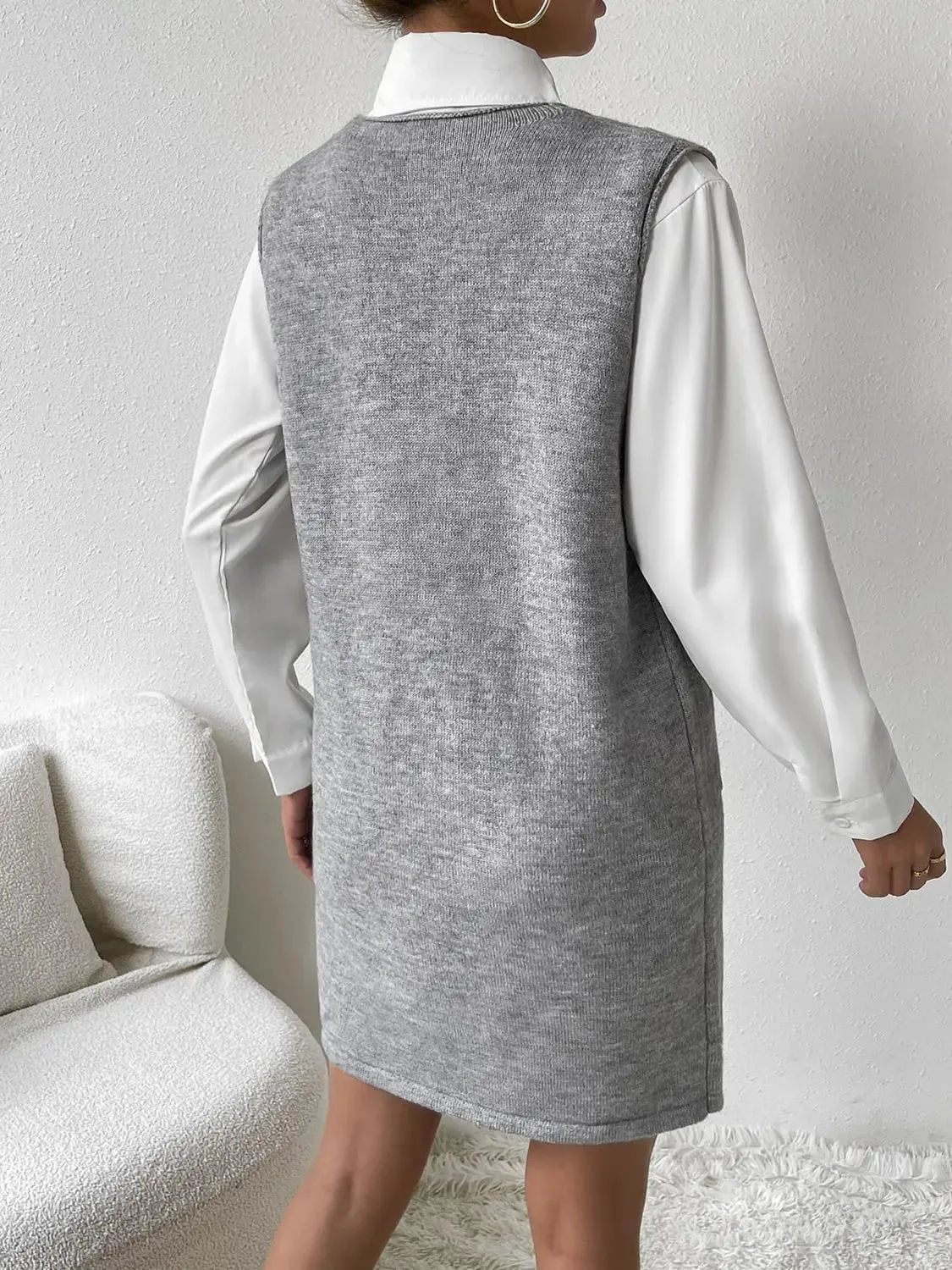 'Xylia' Sleeveless V Neck Sweater Dress