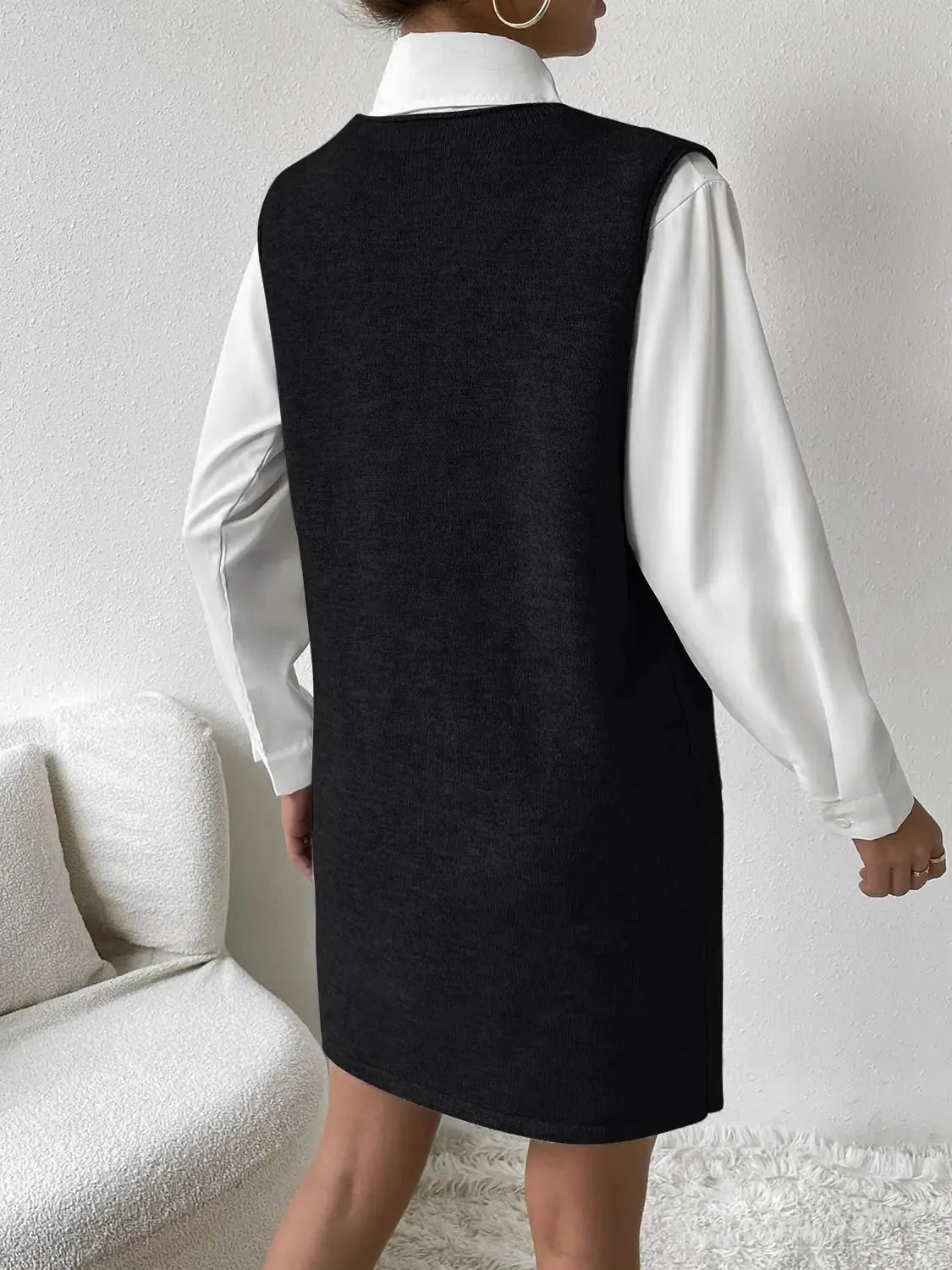 'Xylia' Sleeveless V Neck Sweater Dress