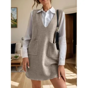'Xylia' Sleeveless V Neck Sweater Dress