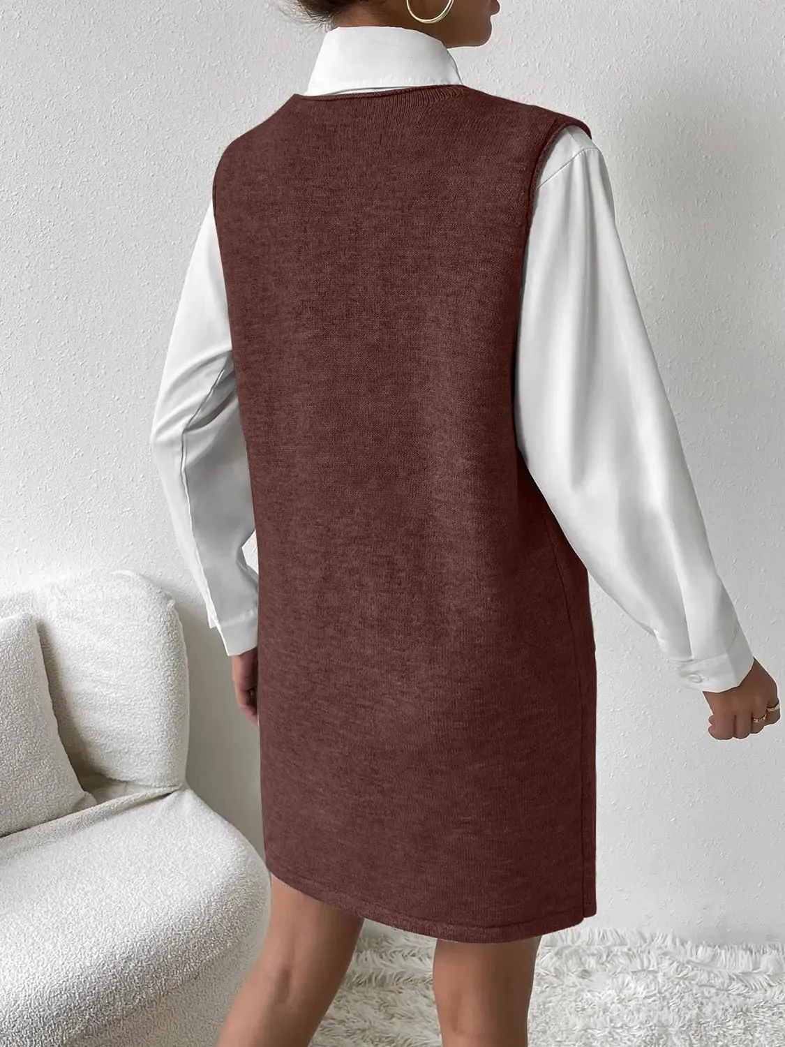'Xylia' Sleeveless V Neck Sweater Dress