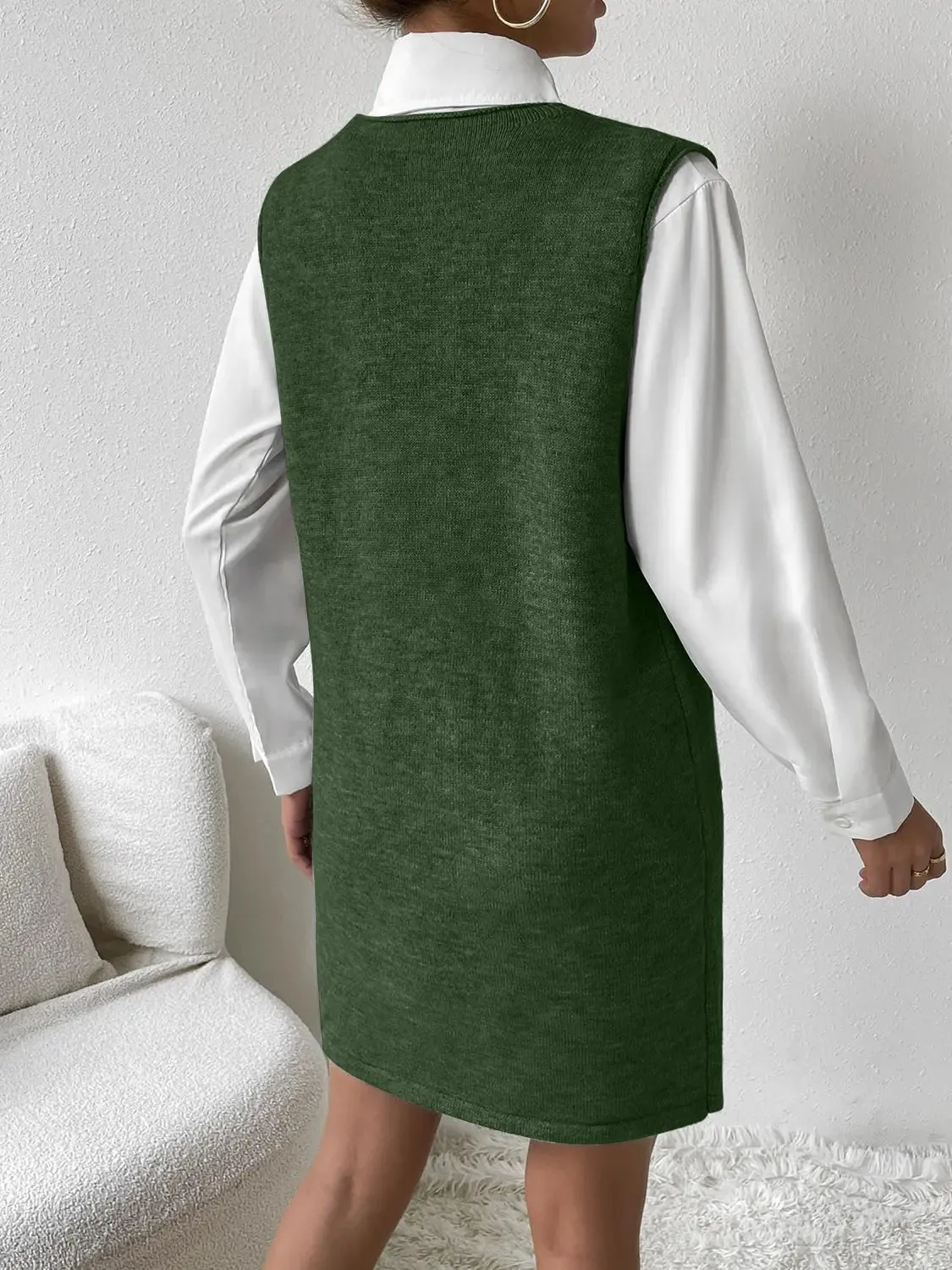 'Xylia' Sleeveless V Neck Sweater Dress
