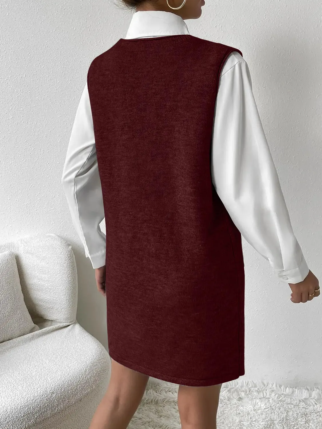 'Xylia' Sleeveless V Neck Sweater Dress