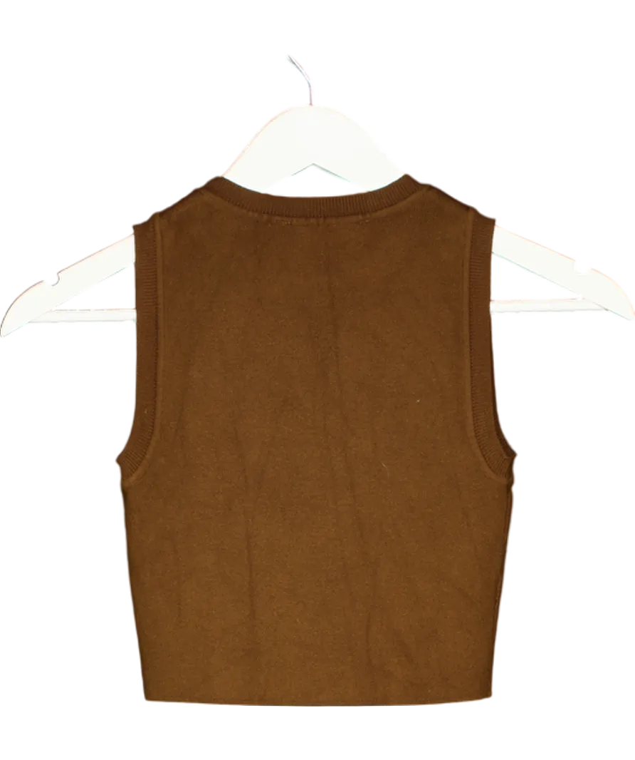 ZARA Brown Sleeveless Knit Top UK S