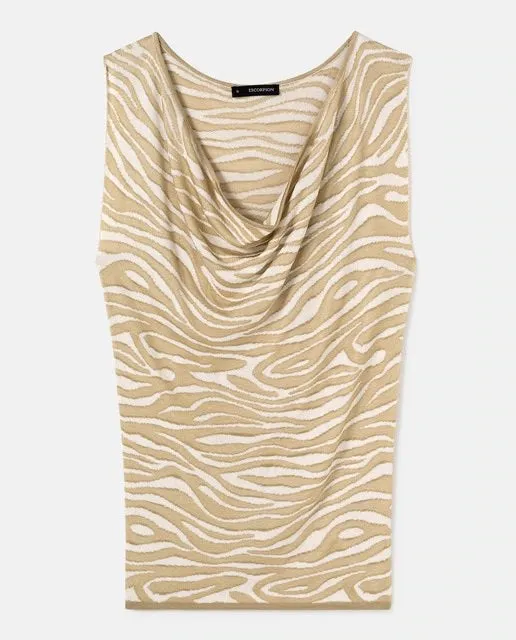 ZEBRA JACQUARD SLEEVELESS SWEATER