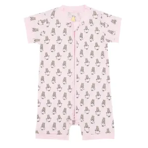 Zip Short Sleeve Romper Small Sheepz Pink