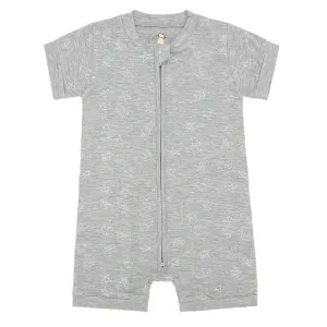 Zip Short Sleeve Romper Small Star & Sheepz Grey